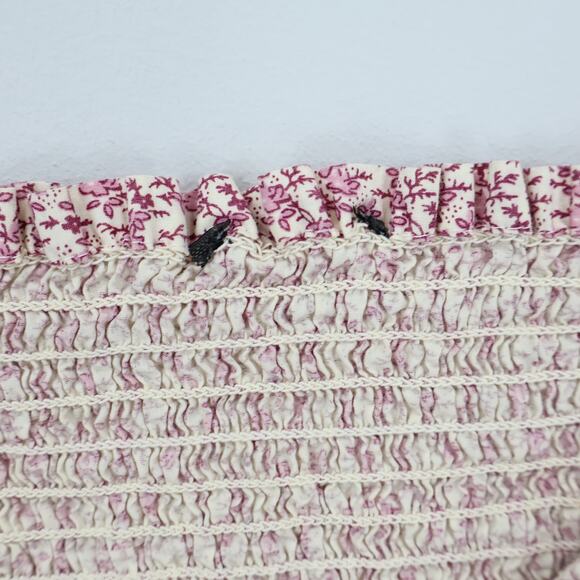 French Connection Floral Cottagecore Puff Sleeve Poplin Smocked Babydoll Top M - Picture 4 of 8